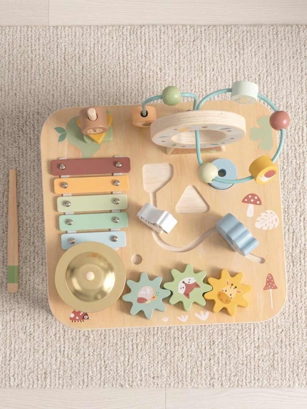 Montessori Wooden Activity Table Baby Learning Toy Busy Board New - Picture 11 of 16